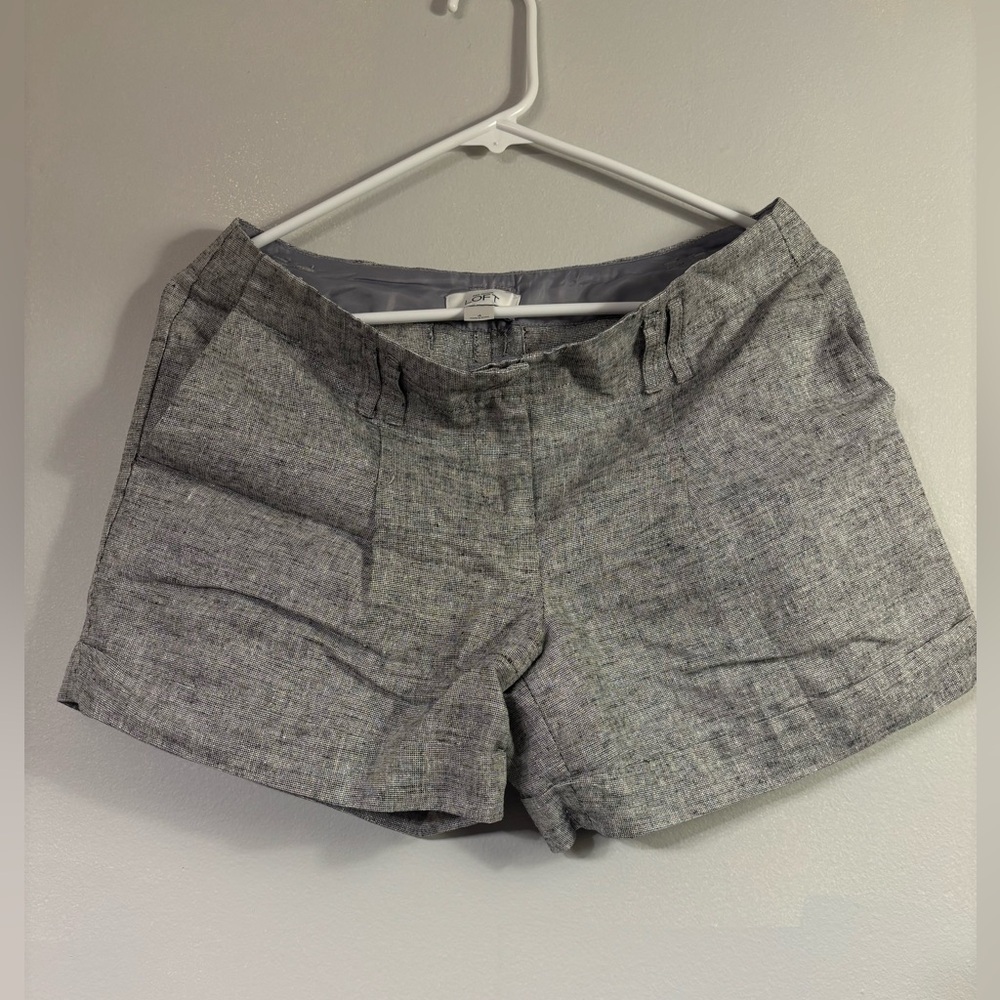 LOFT Gray Bermuda Shorts Tailored Linen-Like Design